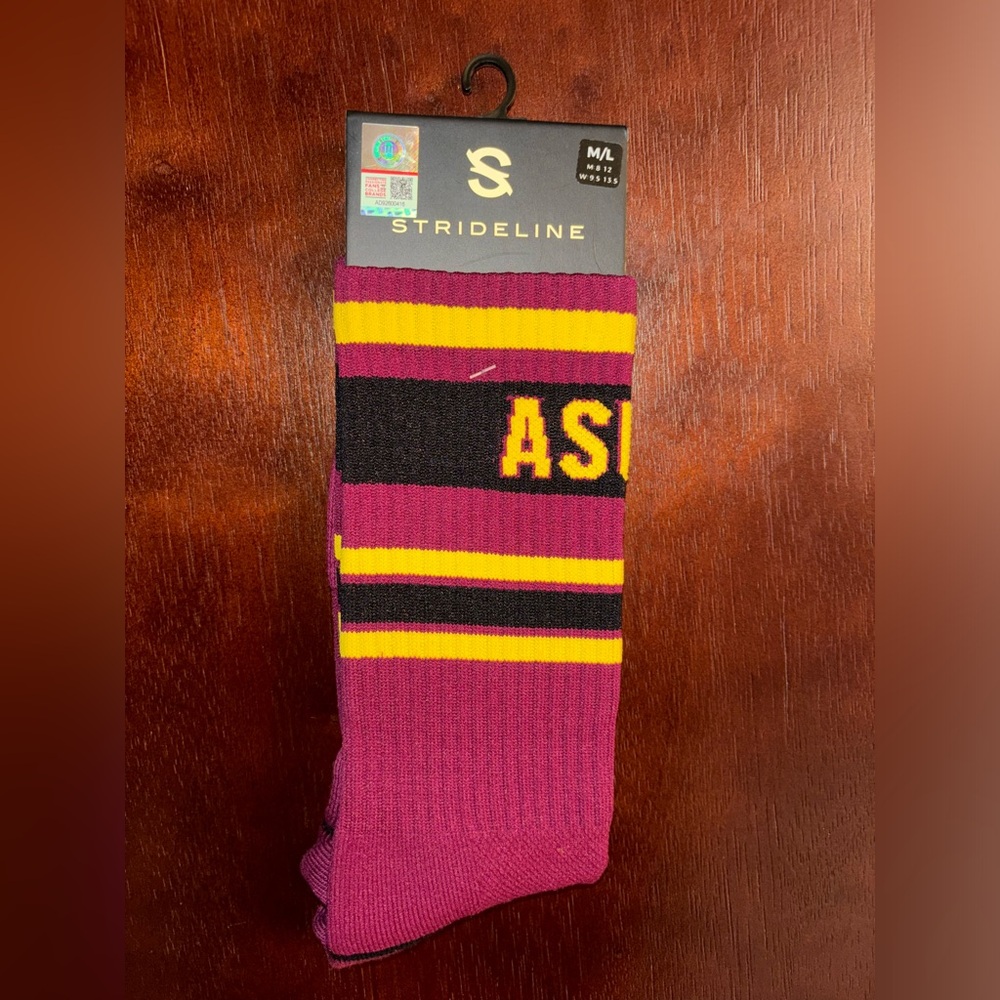 ARIZONA STATE UNIVERSITY STRIDELINE CREW SOCKS NWT MEN’S SHOE SIZE 8-12